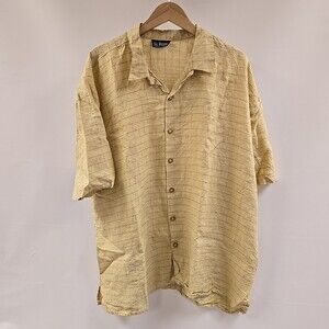 St. Reimo New York Short Sleeve Button Up Shirt Mens XXL Yellow